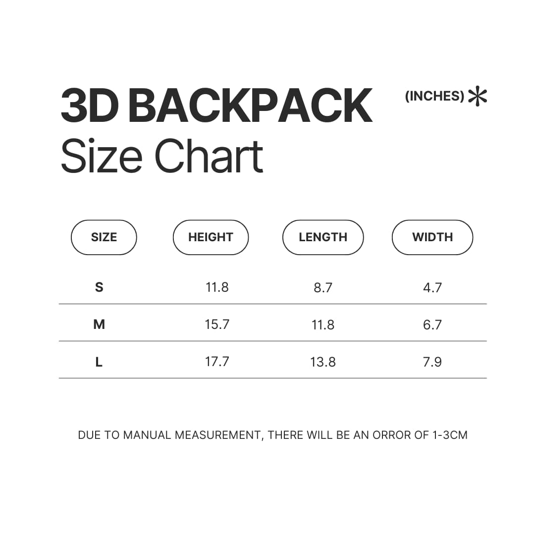 3D Backpack Size Chart - Doberman Gifts