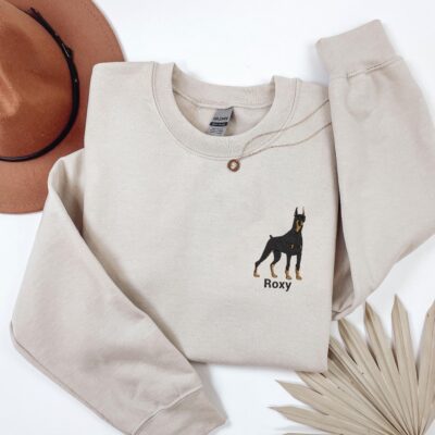 Doberman Mama Pet Lover Embroidered Sweatshirt