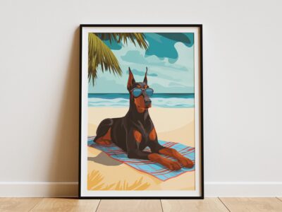 Doberman Cool Sunglasses Beach Vacation Wall Art