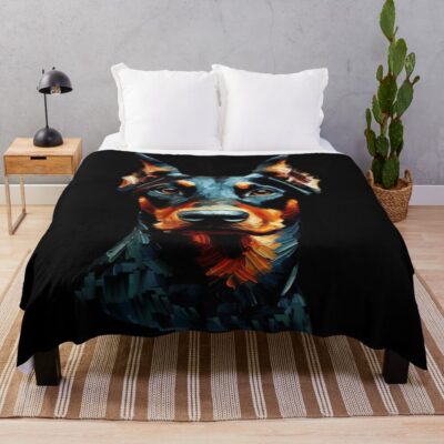Doberman Aesthetic Illustration Throw Blanket