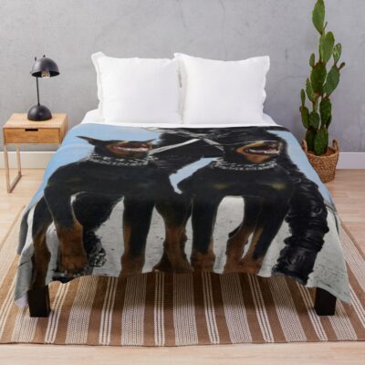 Doberman Classic Illustration Throw Blanket