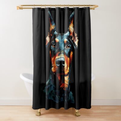 Doberman Aesthetic Illustration Shower Curtain