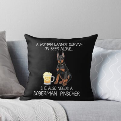 Doberman Mum Aesthetic Design Throw Pillow
