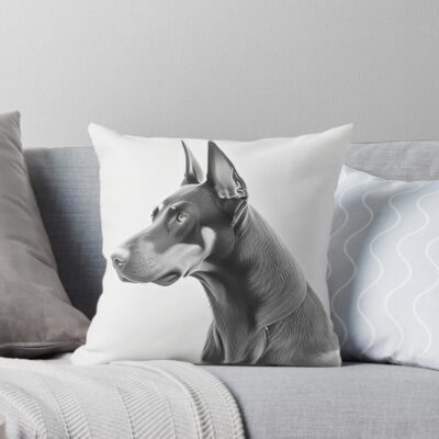 Doberman Vintage Illustration Throw Pillow