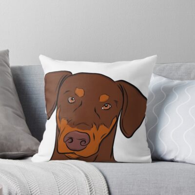 Doberman Graphic Illustration Throw Pillow
