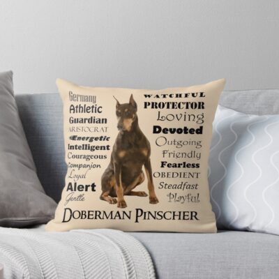 Doberman Iconic Artwork Throw Pillow