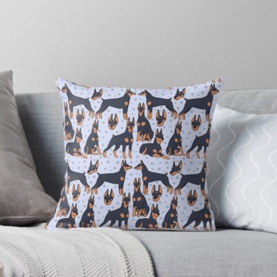 Doberman Modern Illustration Throw Pillow
